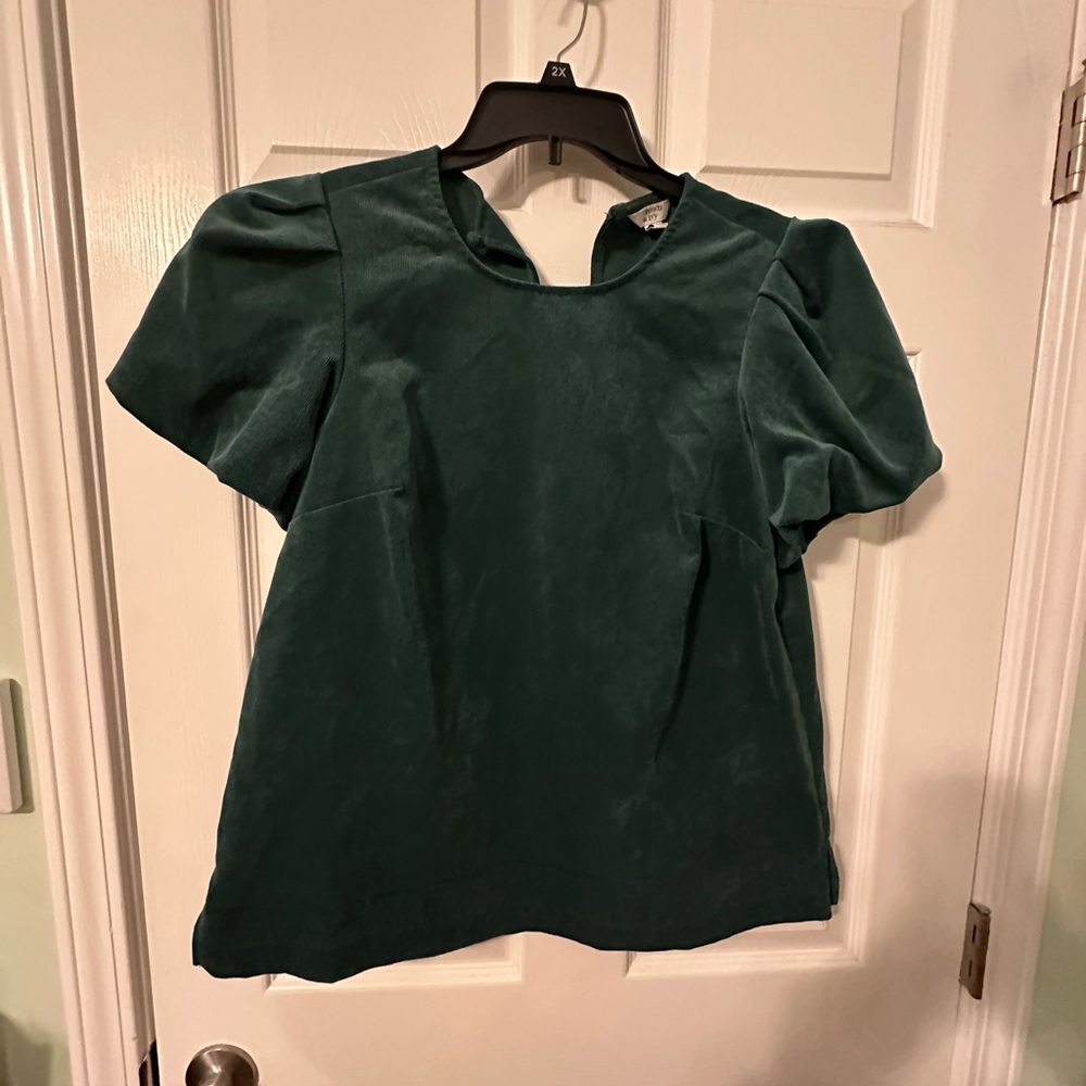 Crown & Ivy Dark Green Corduroy Blouse